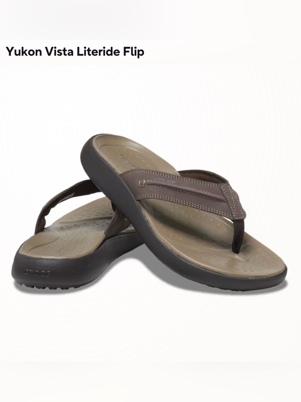 NEW CROCS Yukon Vista Litezide Flip Espresso Men’s Sandals Size 13 - Picture 1 of 9
